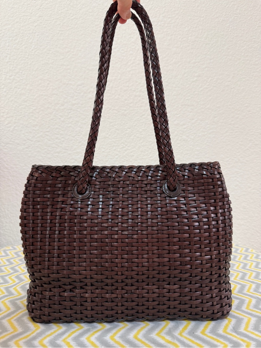 Vintage 90s Y2K Talbots Genuine Leather Woven Shoulder Bag / Tote